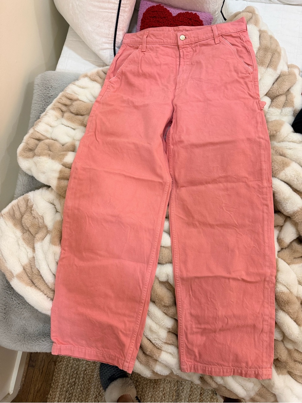Mother SNACKS pink denim jeans size 28. Utility puddle. Great condition